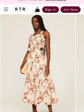 Sea smocked apron Floral Cutout Midi Dress - NWT